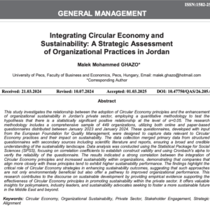 Integrating Circular Economy and Sustainability: A Strategic Assessment of Organizational Practices in Jordan